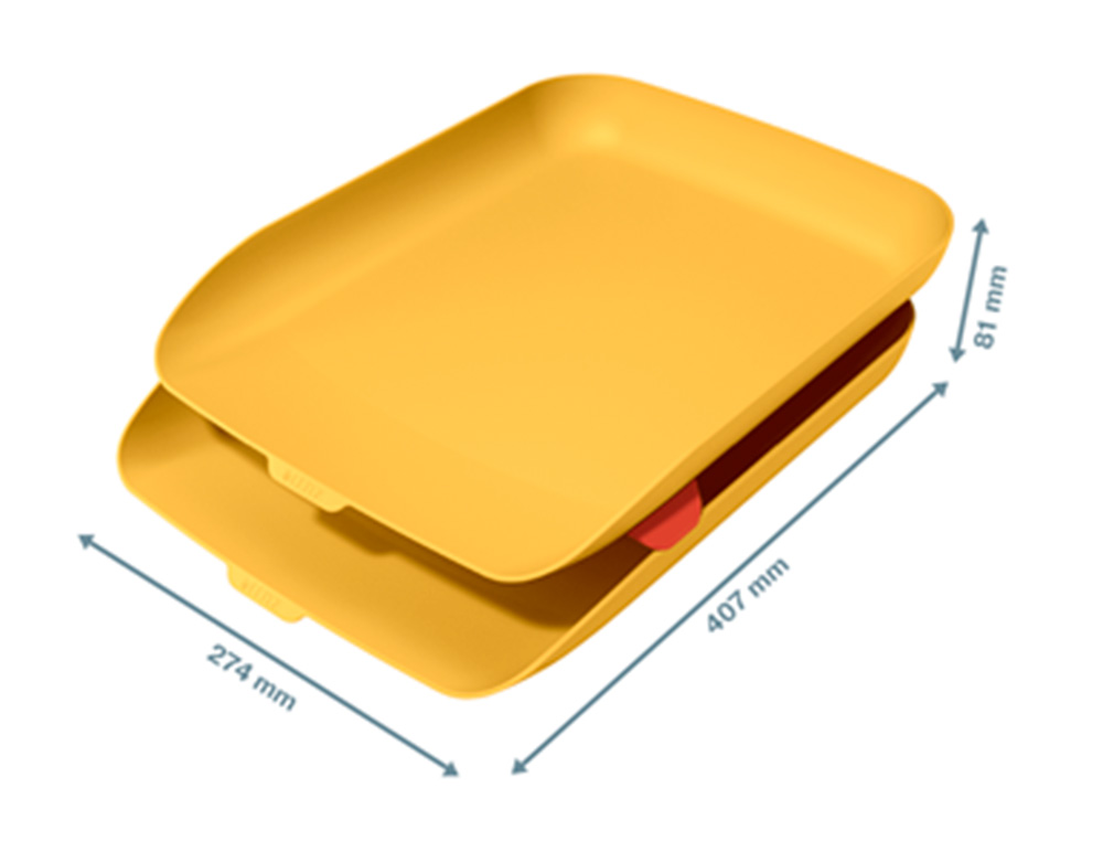 BANDEJA SOBREMESA PLASTICO LEITZ COSY SET DE 2 UNIDADES AMARILLO 274X81X407 MM