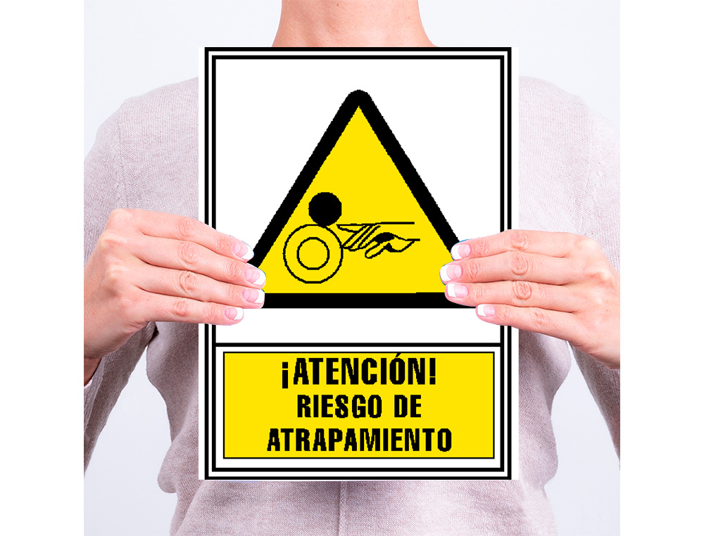 PICTOGRAMA ARCHIVO 2000 ATENCION RIESGO DE ATRAPAMIENTO PVC AMARILLO LUMINISCENTE 210X297 MM