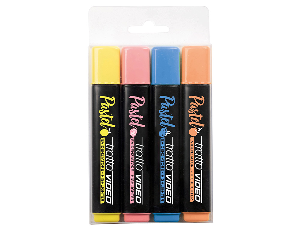 ROTULADOR TRATTO VIDEO FLUORESCENTE PASTEL BLISTER DE4 UNIDADES COLORES SURTIDOS