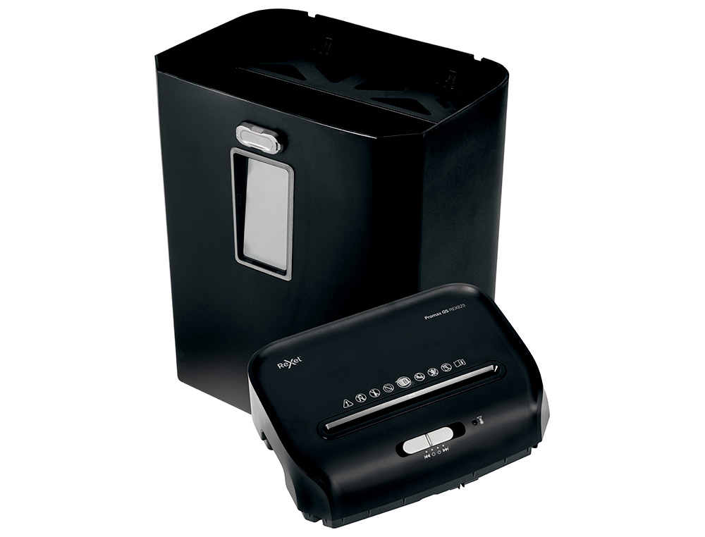DESTRUCTORA DE DOCUMENTOS REXEL PROMAX QS REX823 CAPACIDAD 8 HOJAS PARTICULAS DESTRUYE GRAPAS CLIPS Y