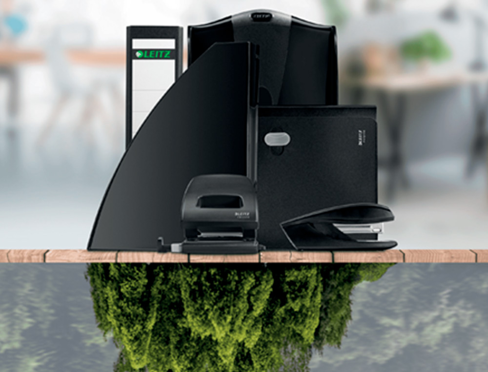 CARPETA LEITZ RECYCLE GOMAS TRES SOLAPAS DIN A4 POLIPROPILENO NEGRO