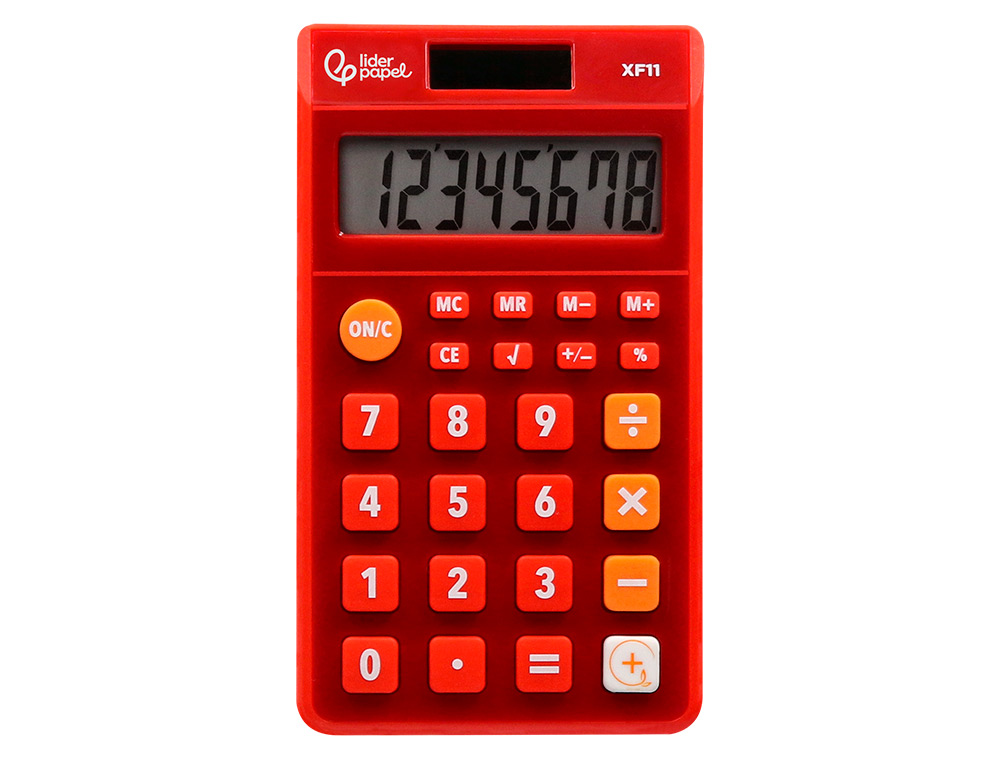CALCULADORA LIDERPAPEL BOLSILLO XF11 8 DIGITOS SOLAR Y PILAS COLOR ROJO 115X65X8 MM