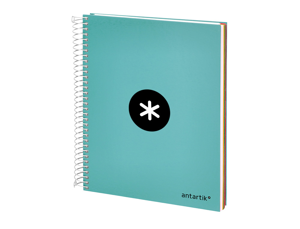CUADERNO ESPIRAL A5 MICRO ANTARTIK TAPA FORRADA120H 100 GR HORIZONTAL 5 BANDA6 TALADROS COLOR MENTA