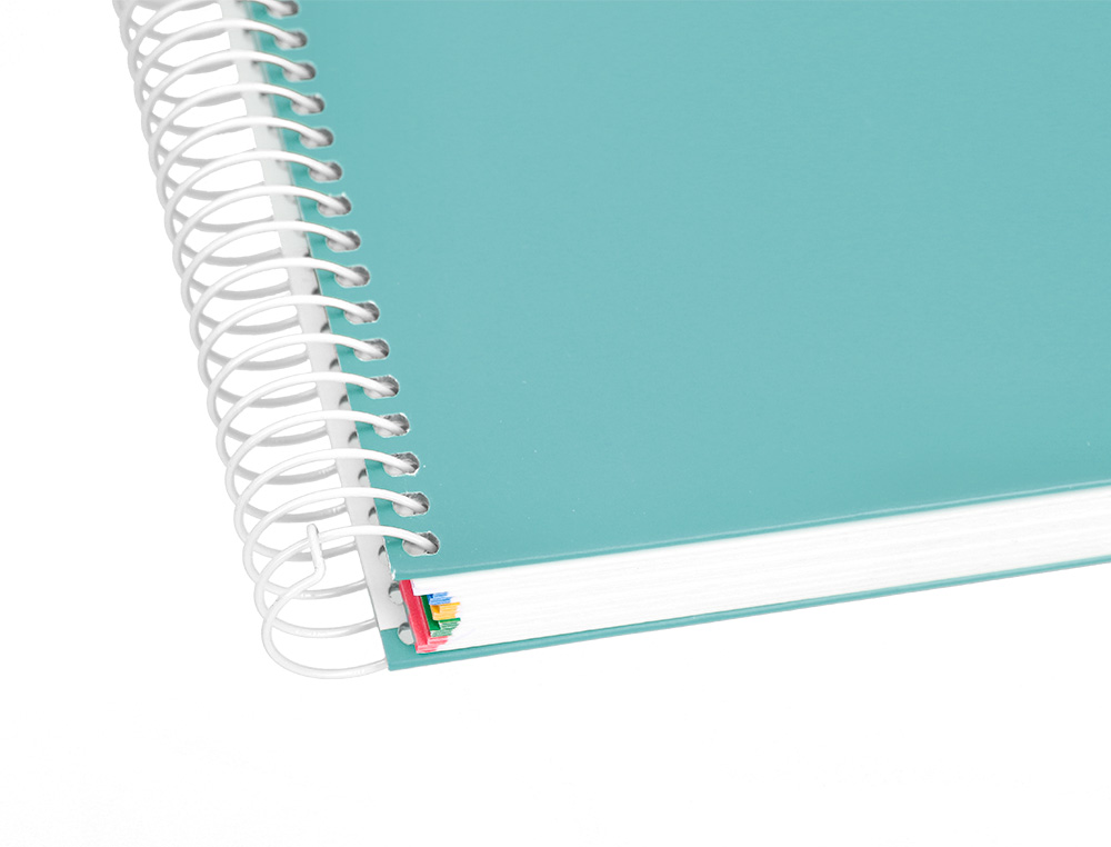 CUADERNO ESPIRAL A5 MICRO ANTARTIK TAPA FORRADA120H 100 GR HORIZONTAL 5 BANDA6 TALADROS COLOR MENTA