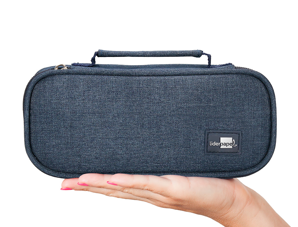 ESTUCHE PORTATODO LIDERPAPEL OVALADO CON ORGANIZADOR INTERIOR PIZARRA Y ASA 1 CREMALLERA SURTIDOS