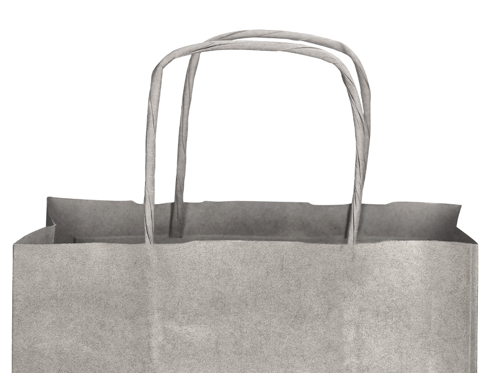 BOLSA PAPEL Q-CONNECT KRAFT PLATA XS CON ASA RETORCIDA 180X240X80 MM