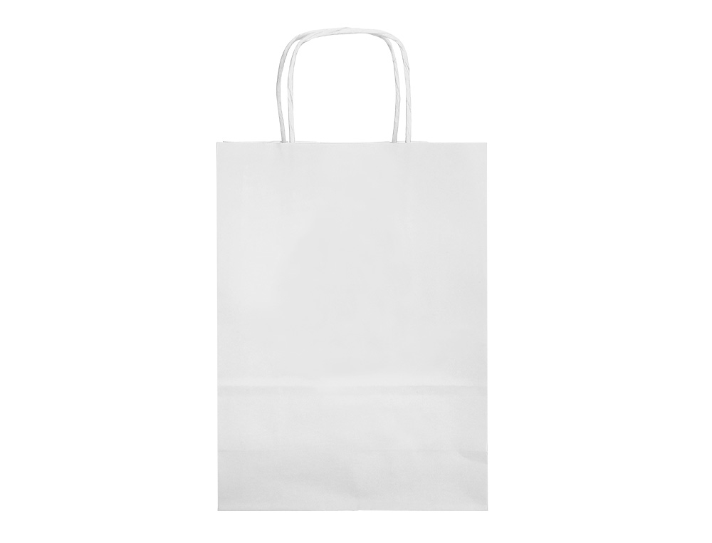 BOLSA PAPEL Q-CONNECT CELULOSA BLANCO M CON ASA RETORCIDA 270X370X120 MM