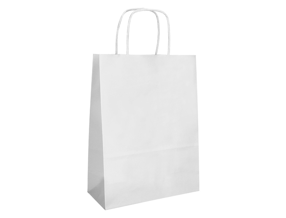 BOLSA PAPEL Q-CONNECT CELULOSA BLANCO M CON ASA RETORCIDA 270X370X120 MM