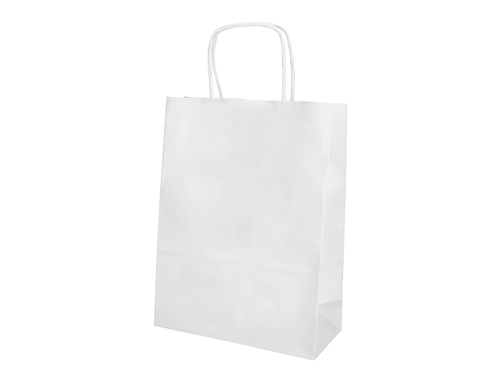 BOLSA PAPEL Q-CONNECT CELULOSA BLANCO M CON ASA RETORCIDA 270X370X120 MM