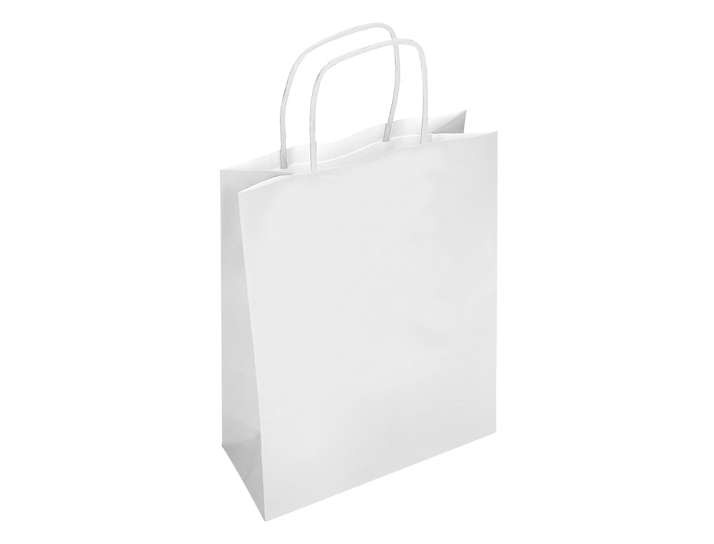 BOLSA PAPEL Q-CONNECT CELULOSA BLANCO M CON ASA RETORCIDA 270X370X120 MM