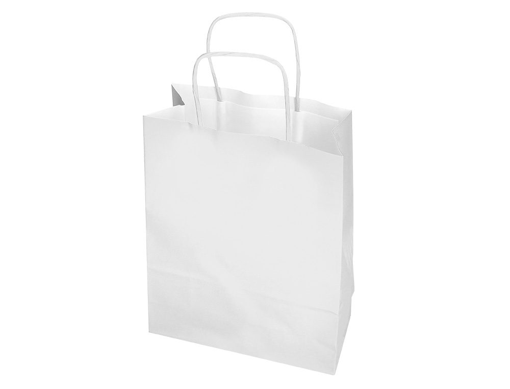 BOLSA PAPEL Q-CONNECT CELULOSA BLANCO M CON ASA RETORCIDA 270X370X120 MM