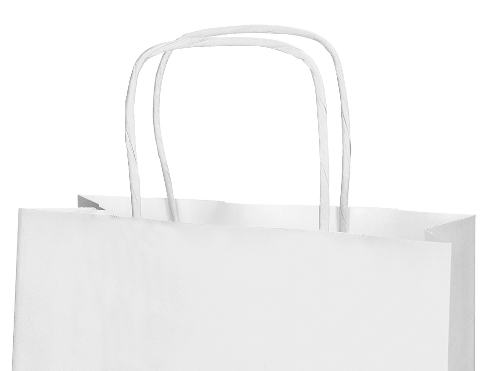 BOLSA PAPEL Q-CONNECT CELULOSA BLANCO M CON ASA RETORCIDA 270X370X120 MM