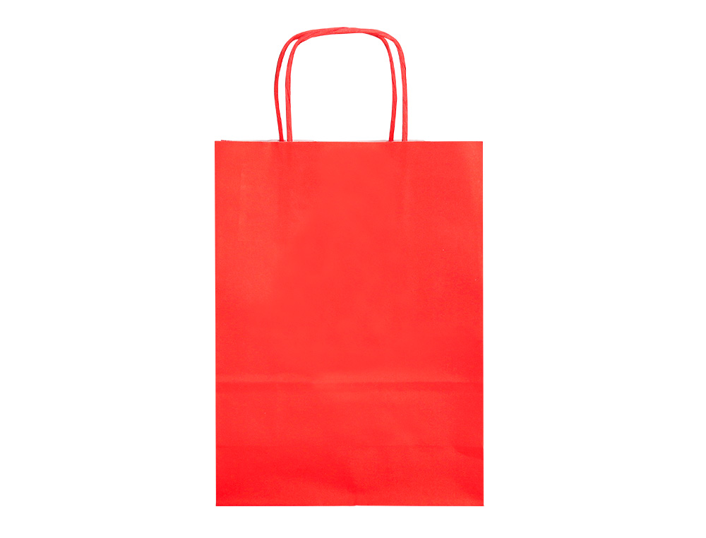 BOLSA PAPEL Q-CONNECT CELULOSA ROJO M CON ASA RETORCIDA 270X370X12 MM