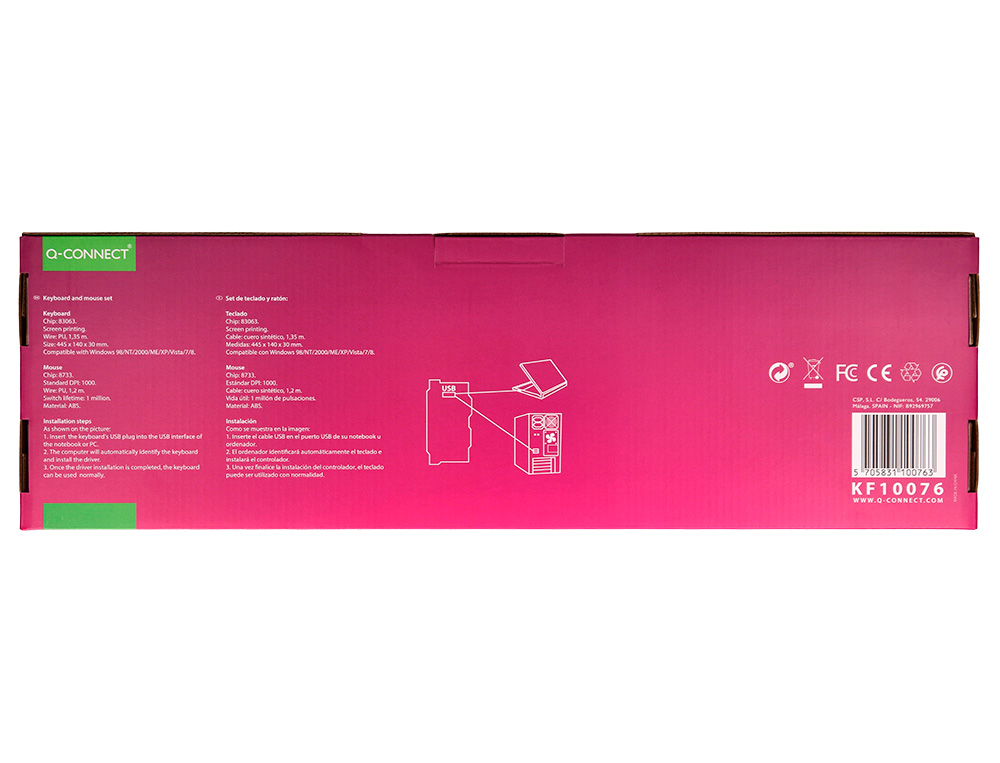 SET TECLADO Y RATON Q-CONNECT CON CABLE COLOR NEGRO