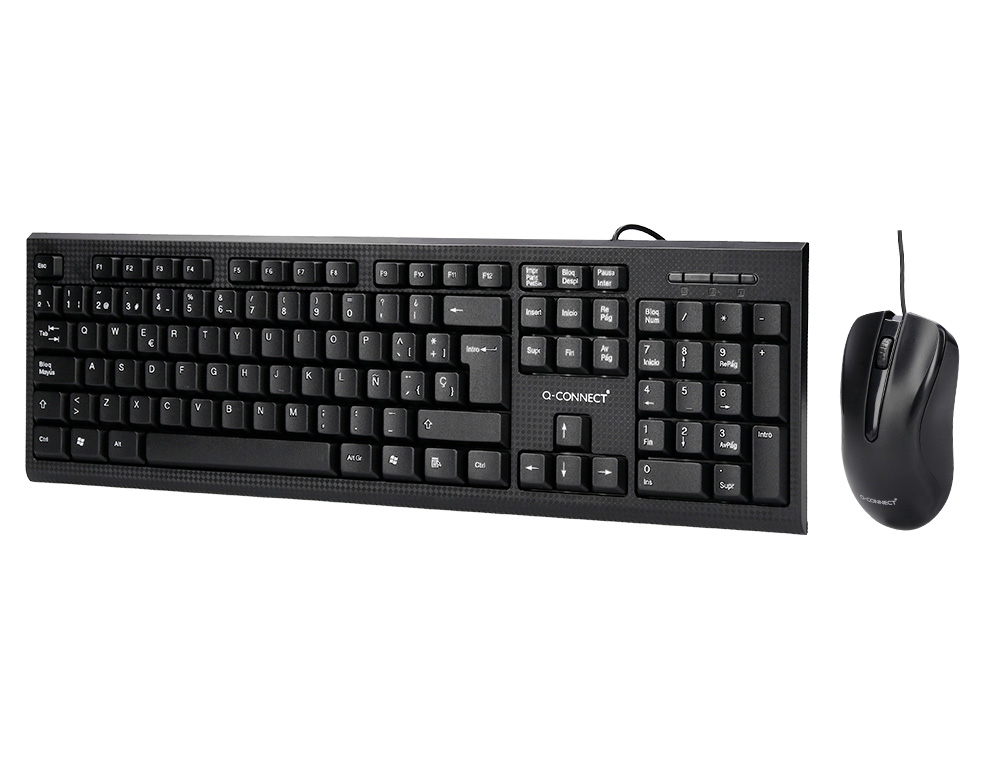 SET TECLADO Y RATON Q-CONNECT CON CABLE COLOR NEGRO