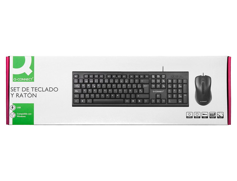 SET TECLADO Y RATON Q-CONNECT CON CABLE COLOR NEGRO