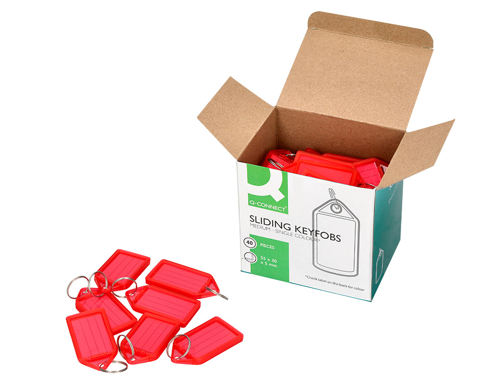 LLAVERO PORTAETIQUETAS Q-CONNECT PREMIUM COLOR ROJO CAJA DE 40 UNIDADES