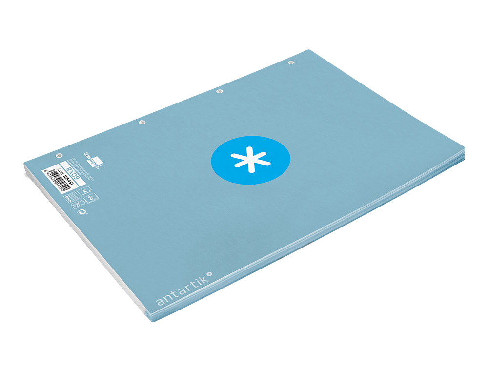 RECAMBIO ANTARTIK A4 80 HOJAS 90G/M2 CUADRO 5MM 4 TALADROS 1 BANDA CON MARCO COLOR CELESTE