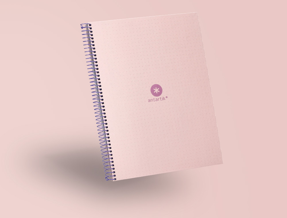 CUADERNO ESPIRAL A4 MICRO ANTARTIK DOTS TAPA FORRADA 80H 90 GR RAYADO PUNTOS 1 BANDA 4 TALADROS ROSA