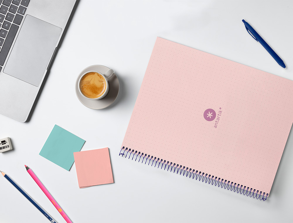 CUADERNO ESPIRAL A4 MICRO ANTARTIK DOTS TAPA FORRADA 80H 90 GR RAYADO PUNTOS 1 BANDA 4 TALADROS ROSA
