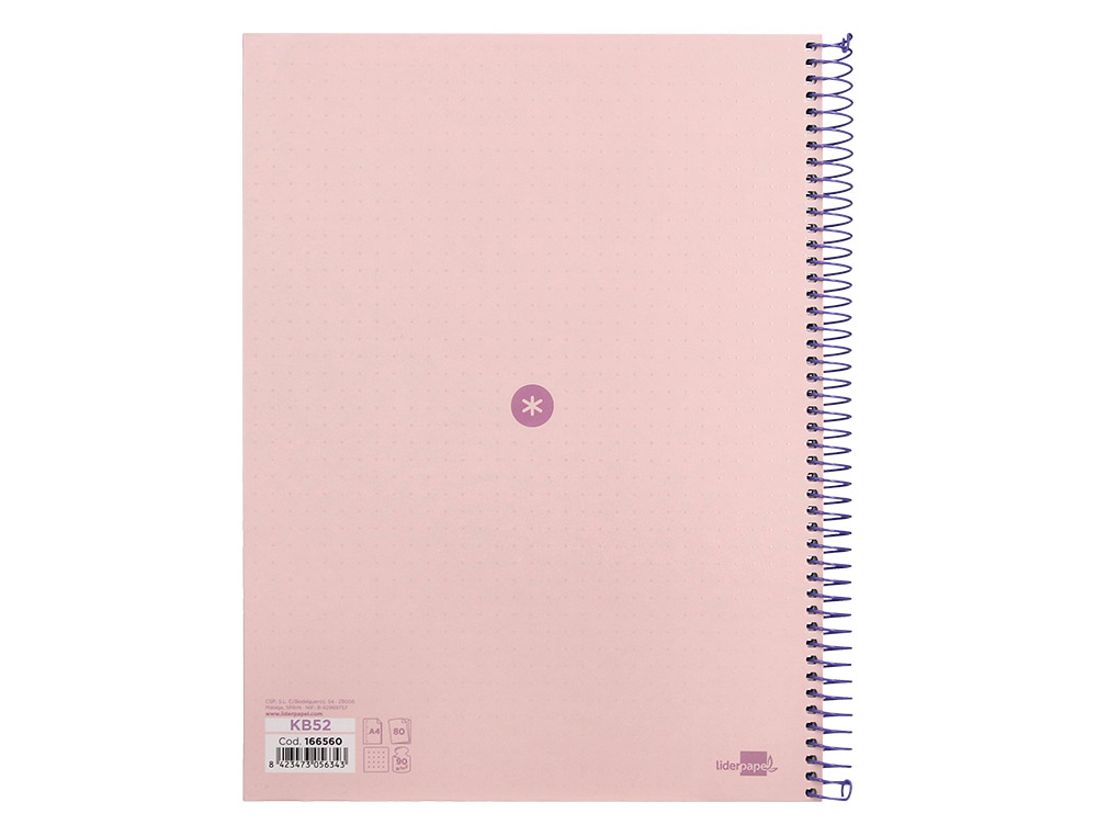 CUADERNO ESPIRAL A4 MICRO ANTARTIK DOTS TAPA FORRADA 80H 90 GR RAYADO PUNTOS 1 BANDA 4 TALADROS ROSA