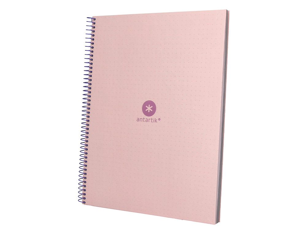 CUADERNO ESPIRAL A4 MICRO ANTARTIK DOTS TAPA FORRADA 80H 90 GR RAYADO PUNTOS 1 BANDA 4 TALADROS ROSA