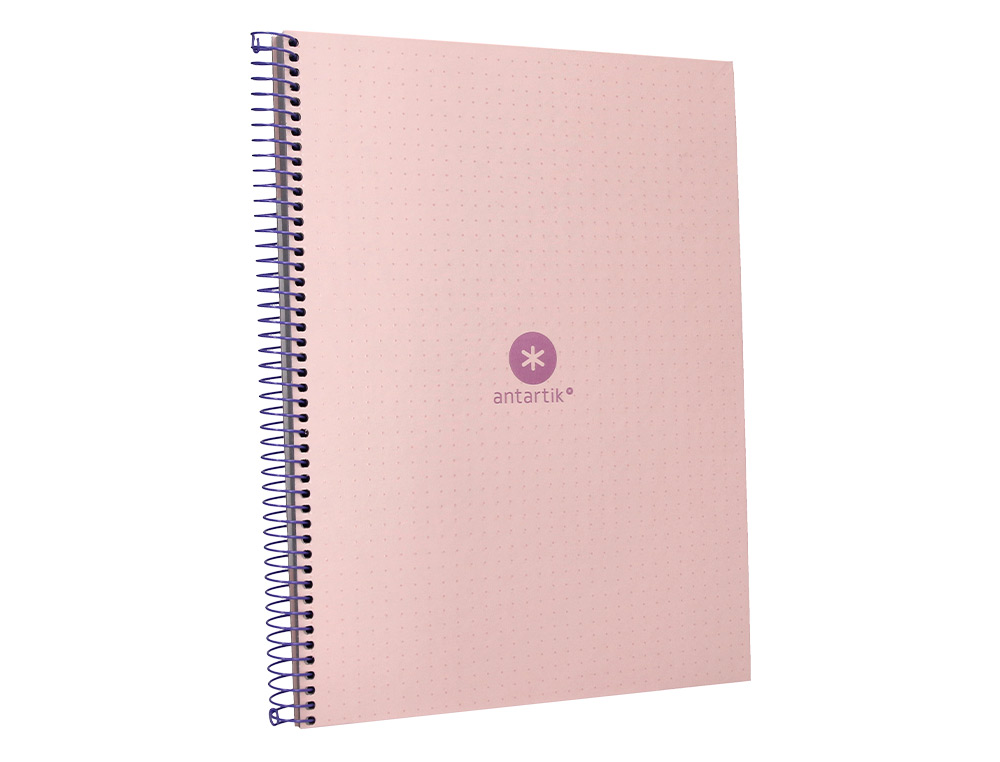 CUADERNO ESPIRAL A4 MICRO ANTARTIK DOTS TAPA FORRADA 80H 90 GR RAYADO PUNTOS 1 BANDA 4 TALADROS ROSA