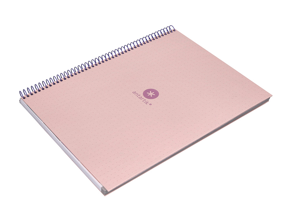 CUADERNO ESPIRAL A4 MICRO ANTARTIK DOTS TAPA FORRADA 80H 90 GR RAYADO PUNTOS 1 BANDA 4 TALADROS ROSA