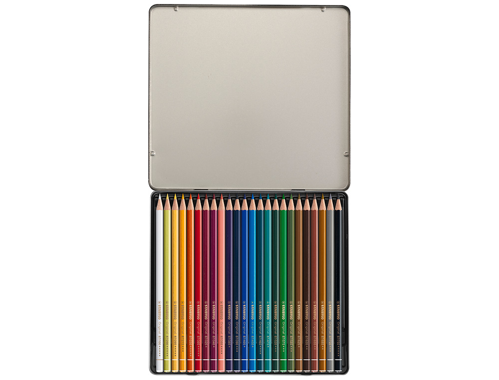 LAPICES DE COLORES STABILO ACUARELABLES ORIGINAL ARTY ESTUCHE METALICO DE 24 COLORES SURTIDOS