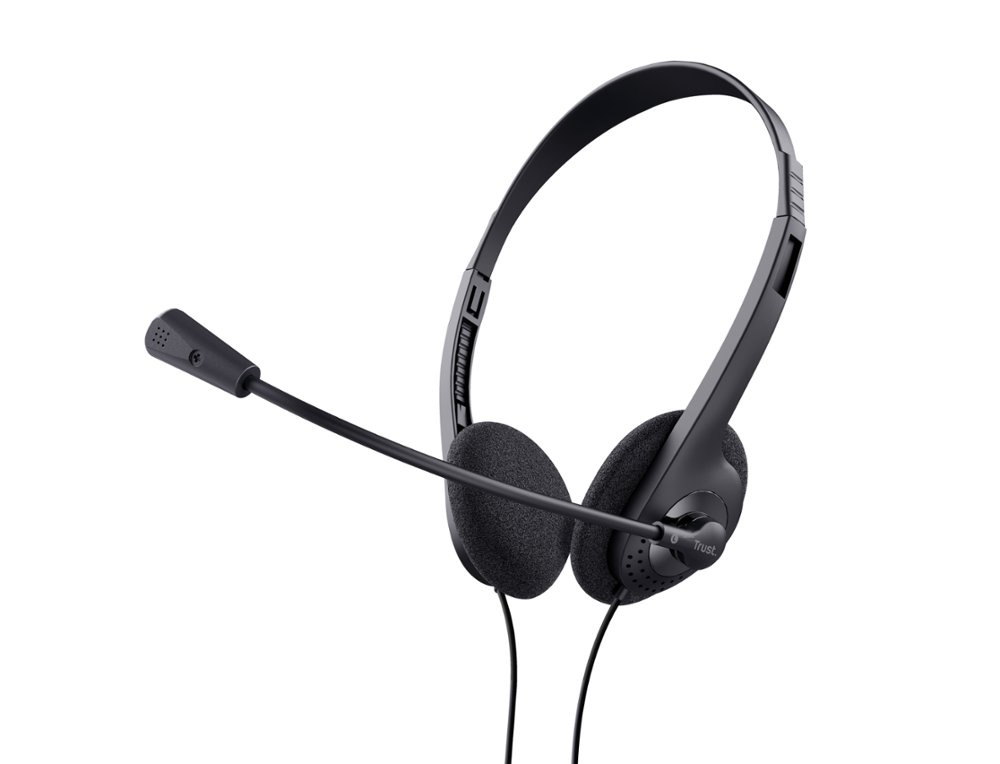 AURICULAR TRUST BASICS CON MICROFONO AJUSTABLE JACK 3.5 LONGITUD CABLE 180 CM COLOR NEGRO