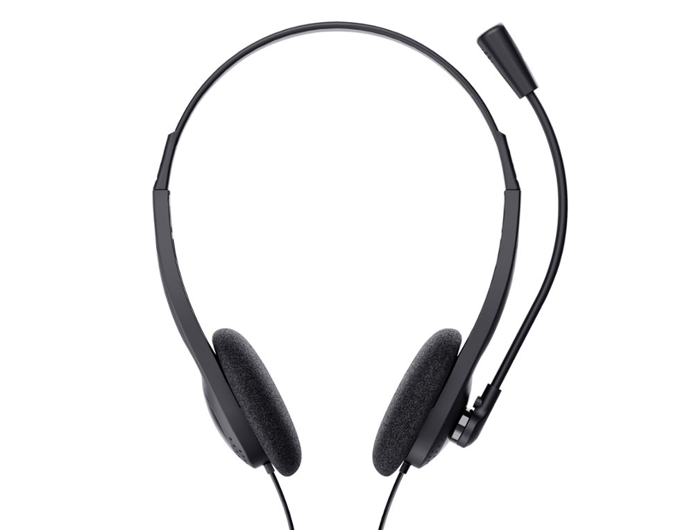 AURICULAR TRUST BASICS CON MICROFONO AJUSTABLE JACK 3.5 LONGITUD CABLE 180 CM COLOR NEGRO