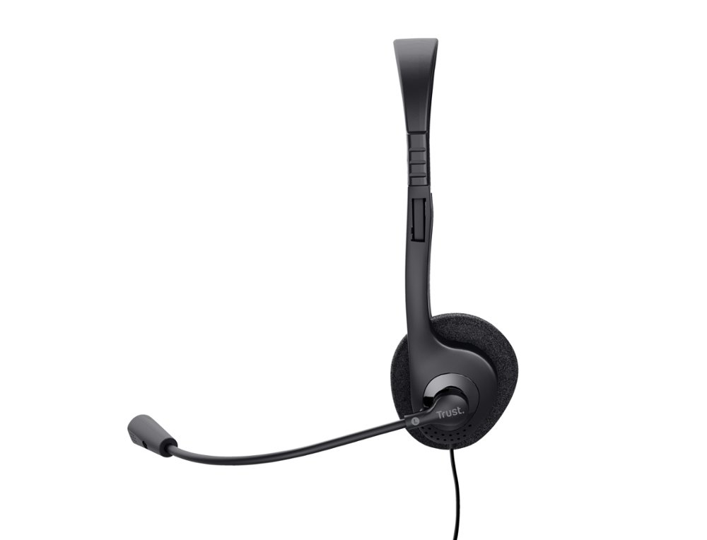 AURICULAR TRUST BASICS CON MICROFONO AJUSTABLE JACK 3.5 LONGITUD CABLE 180 CM COLOR NEGRO