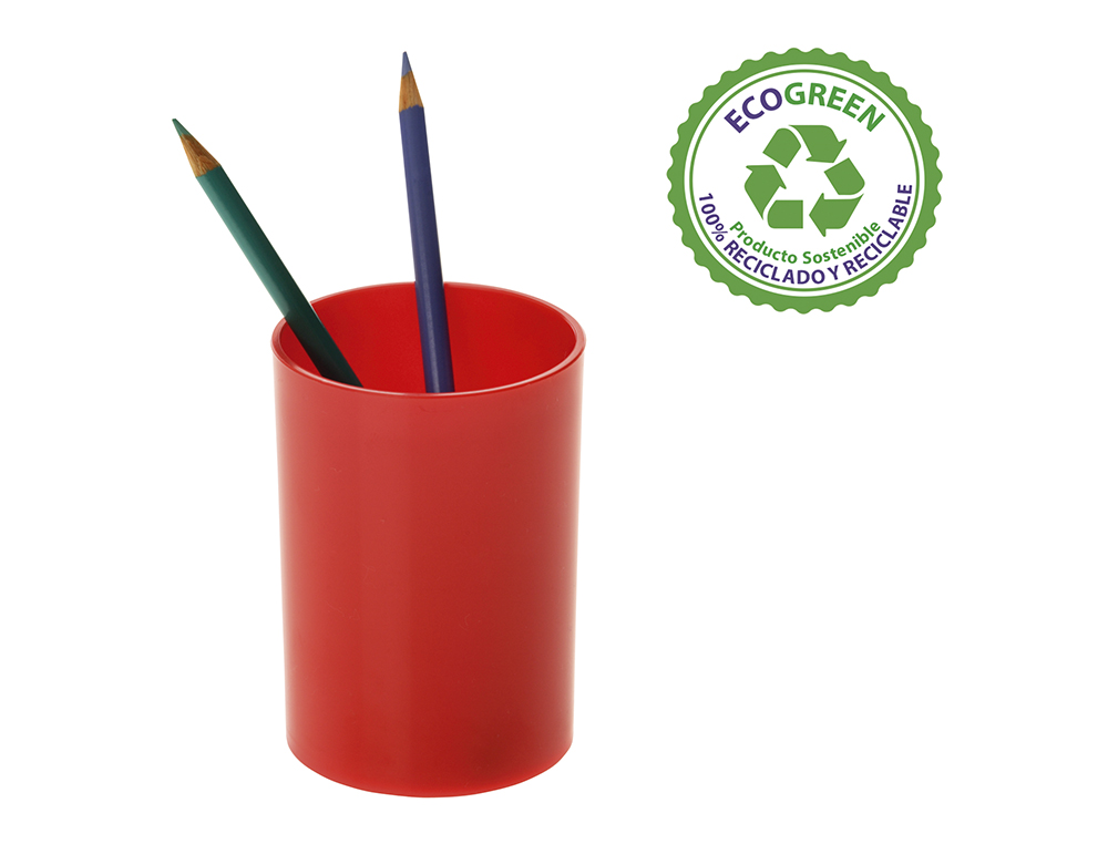 CUBILETE PORTALAPICES ARCHIVO 2000 ROJO OPACO PLASTICO 100% RECICLADO DIAMETRO 75 MM ALTO 105 MM