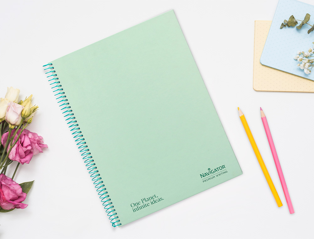 CUADERNO ESPIRAL NAVIGATOR A4 MICRO TAPA FORRADA 80H 80GR HORIZONTAL 1 BANDA COLOR MENTA