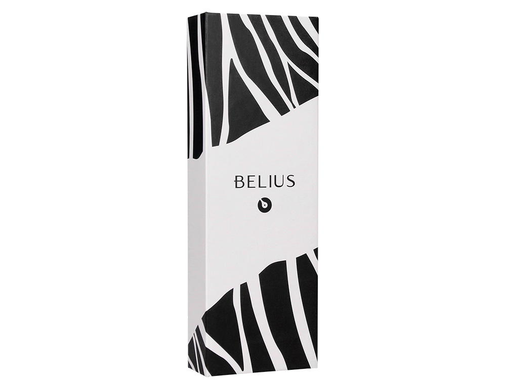 BOLIGRAFO BELIUS DUALITA CUERPO NEGRO COLOR BLANCO TINTA AZUL CAJA DE DISEÑO