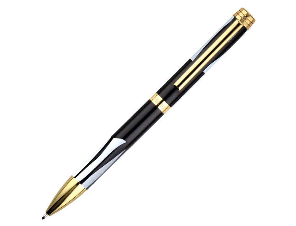 BOLIGRAFO BELIUS DUALITA CUERPO NEGRO COLOR BLANCO TINTA AZUL CAJA DE DISEÑO