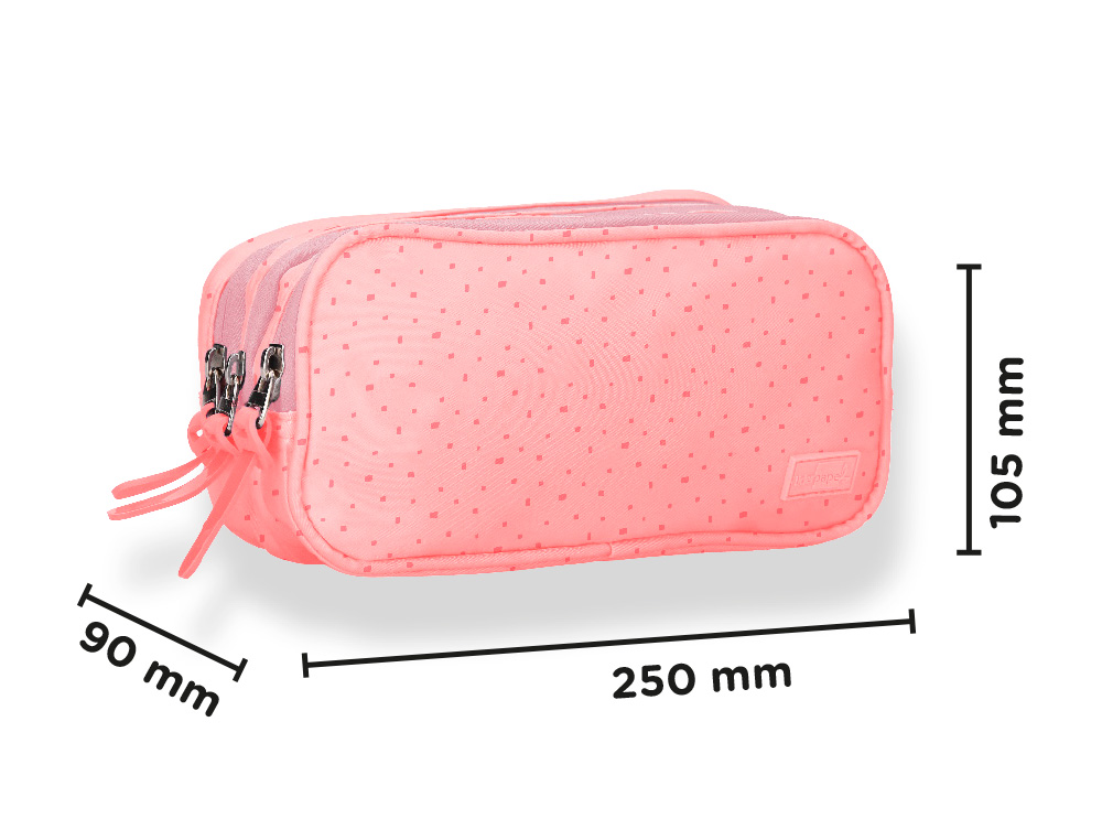 ESTUCHE PORTATODO LIDERPAPEL MULTIBOLSILLO 3 CREMALLERAS ROSA ESTRELLAS A JUEGO CON MOCHILA 150X90X240 MM