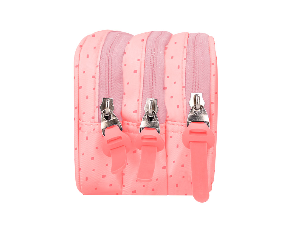 ESTUCHE PORTATODO LIDERPAPEL MULTIBOLSILLO 3 CREMALLERAS ROSA ESTRELLAS A JUEGO CON MOCHILA 150X90X240 MM