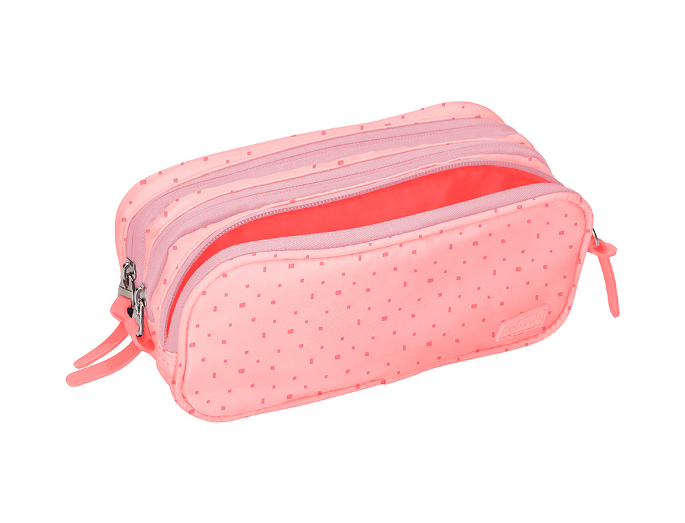 ESTUCHE PORTATODO LIDERPAPEL MULTIBOLSILLO 3 CREMALLERAS ROSA ESTRELLAS A JUEGO CON MOCHILA 150X90X240 MM