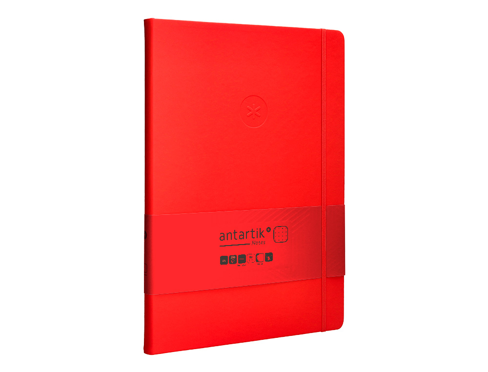 CUADERNO CON GOMILLA ANTARTIK NOTES TAPA DURA A4 HOJAS PUNTOS ROJO 100 HOJAS 80 GR FSC