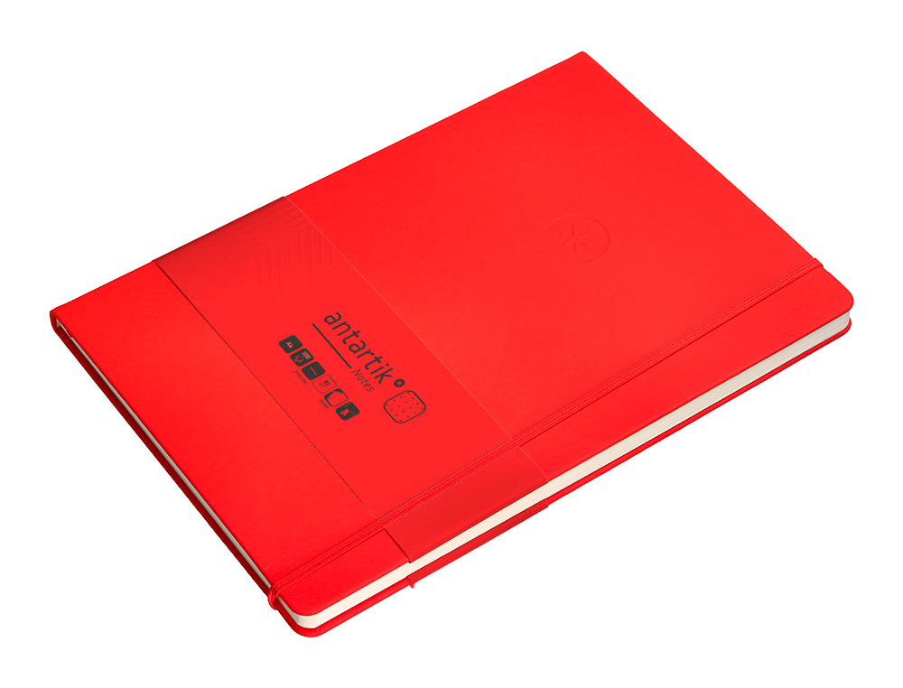 CUADERNO CON GOMILLA ANTARTIK NOTES TAPA DURA A4 HOJAS PUNTOS ROJO 100 HOJAS 80 GR FSC