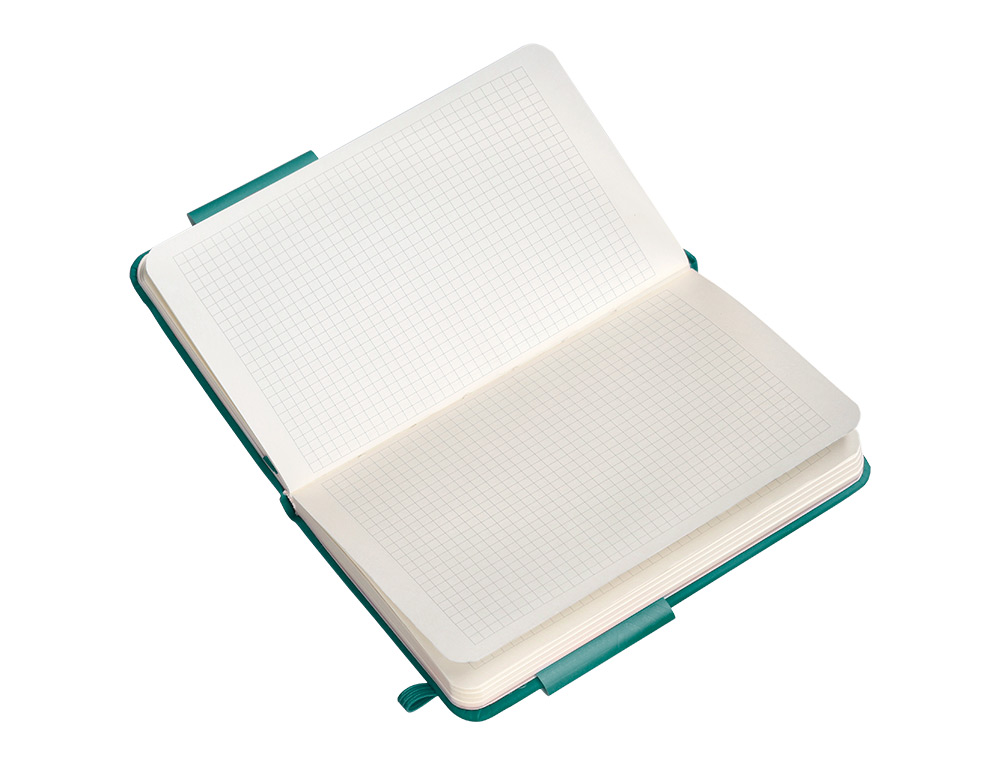 CUADERNO CON GOMILLA ANTARTIK NOTES TAPA DURA A6 HOJAS CUADRICULA VERDE AGUAMARINA 100 HOJAS 80 GR