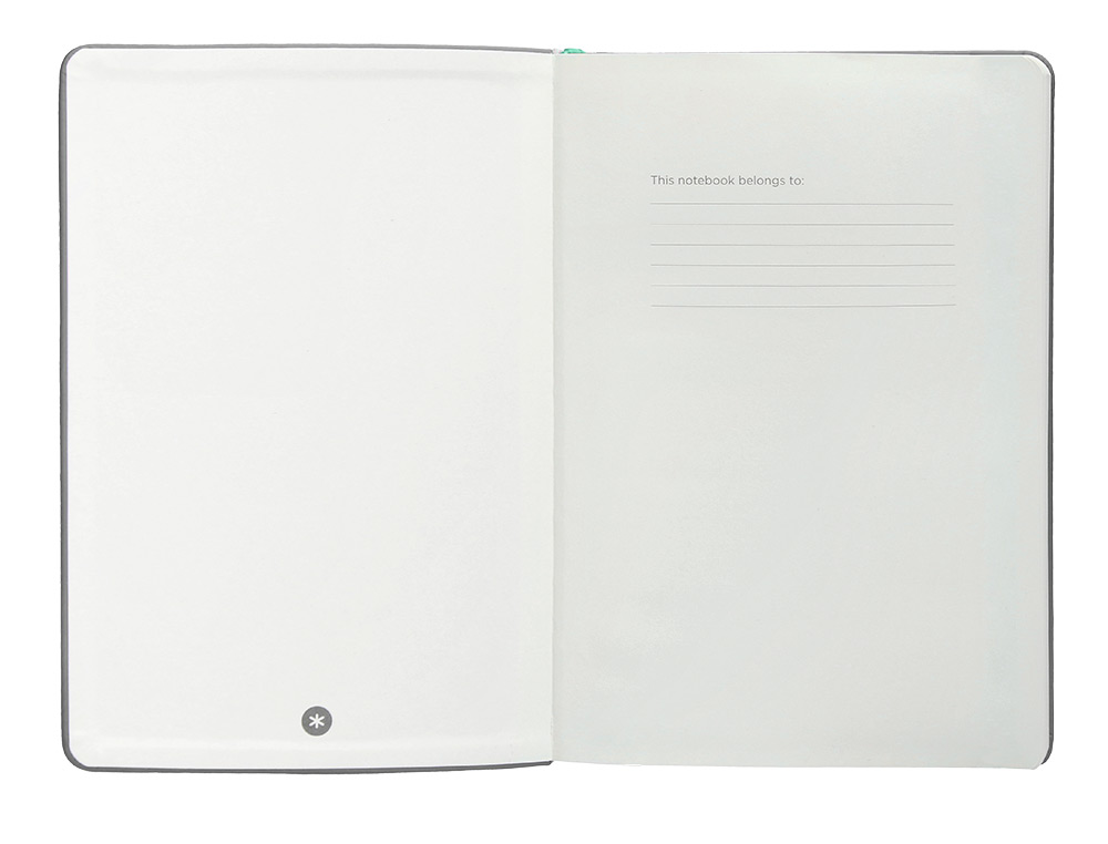 CUADERNO CON GOMILLA ANTARTIK NOTES TAPA DURA A5 HOJAS RAYAS GRIS Y TURQUESA 100 HOJAS 80 GR FSC