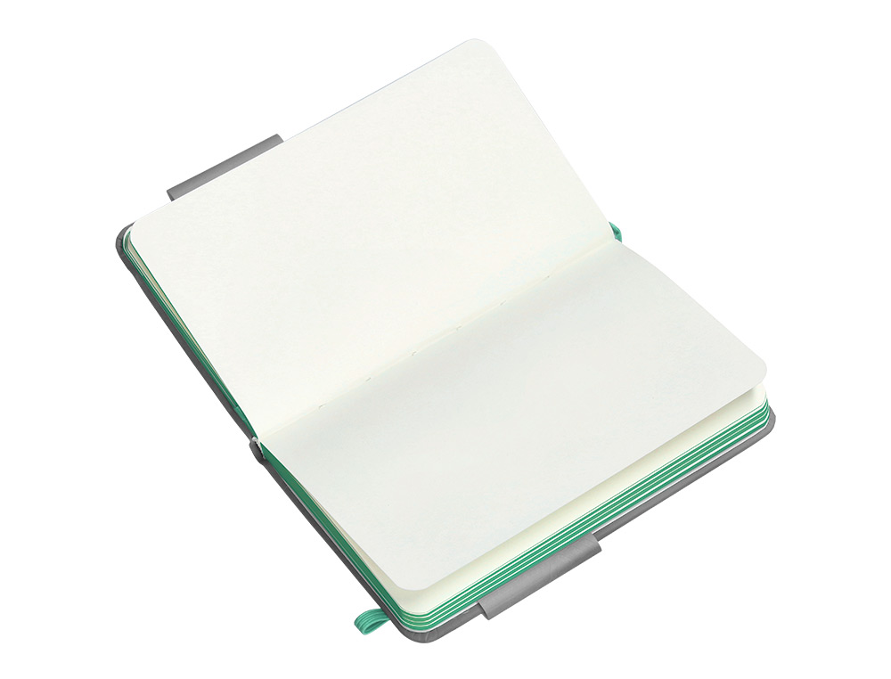 CUADERNO CON GOMILLA ANTARTIK NOTES TAPA DURA A6 HOJAS LISAS GRIS Y TURQUESA 100 HOJAS 80 GR FSC