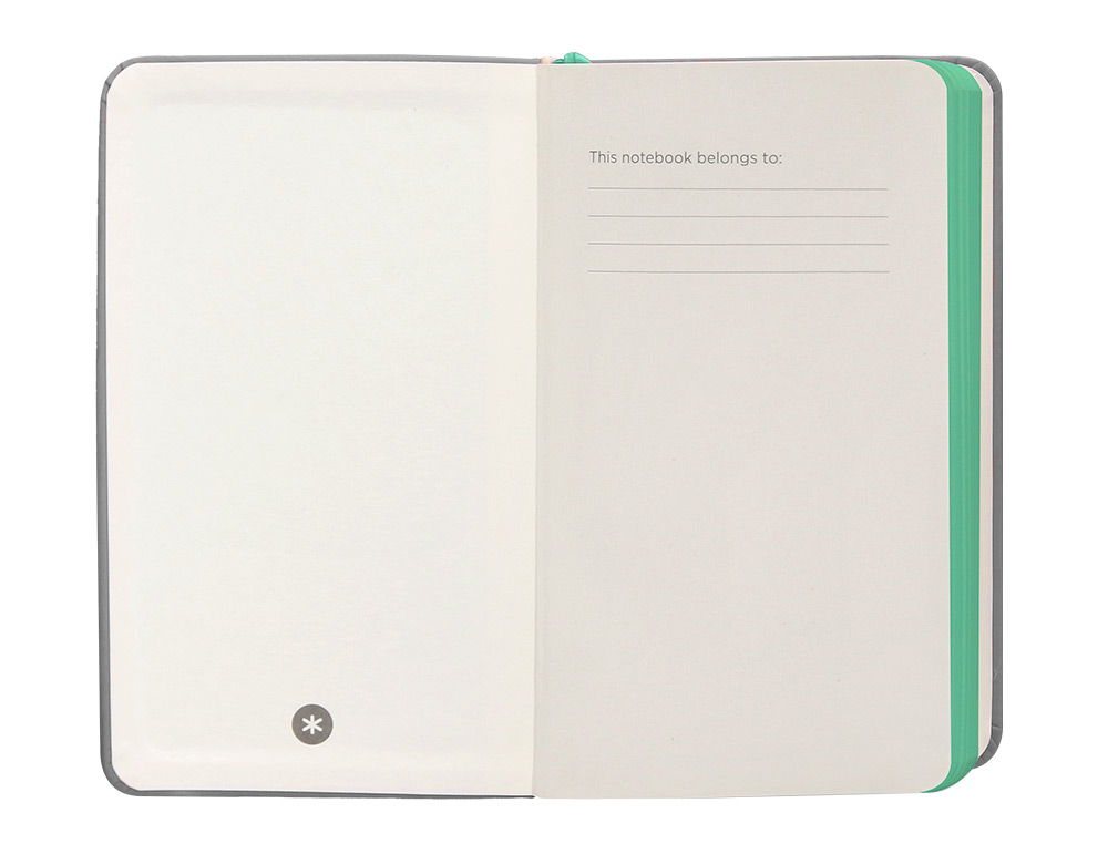 CUADERNO CON GOMILLA ANTARTIK NOTES TAPA DURA A6 HOJAS LISAS GRIS Y TURQUESA 100 HOJAS 80 GR FSC