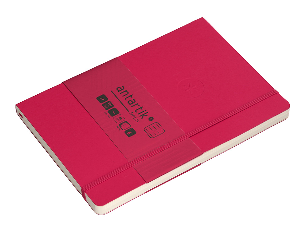 CUADERNO CON GOMILLA ANTARTIK NOTES TAPA BLANDA A5 HOJAS RAYAS BURDEOS 80 HOJAS 80 GR FSC