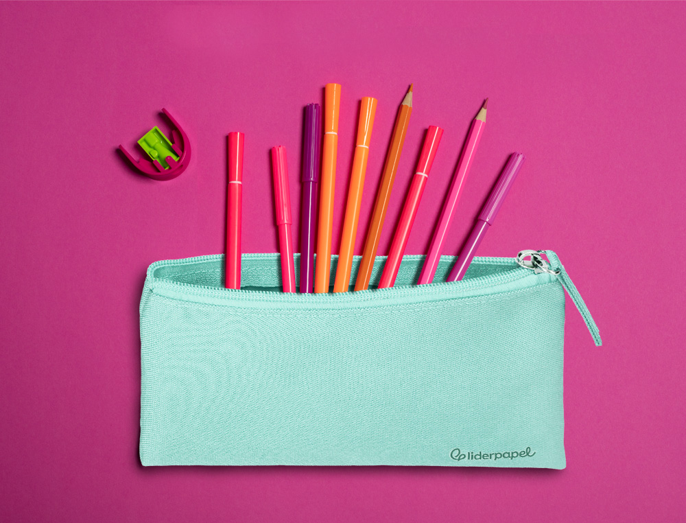 ESTUCHE PORTATODO LIDERPAPEL PLANO ANCHO UNA CREMALLERA 200X100 MM VERDE MANZANA