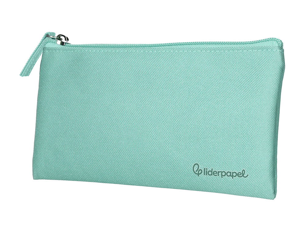 ESTUCHE PORTATODO LIDERPAPEL PLANO ANCHO UNA CREMALLERA 200X100 MM VERDE MANZANA