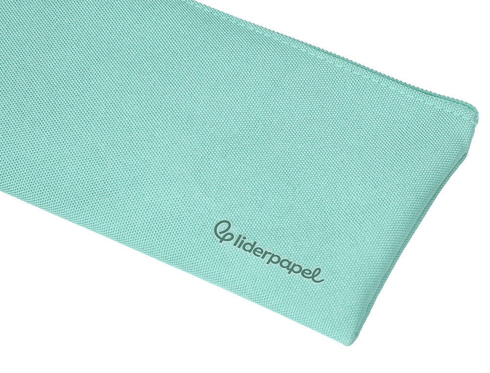 ESTUCHE PORTATODO LIDERPAPEL PLANO ANCHO UNA CREMALLERA 200X100 MM VERDE MANZANA