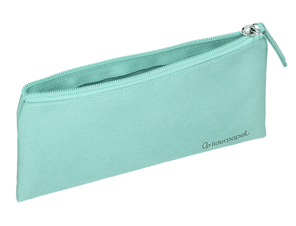 ESTUCHE PORTATODO LIDERPAPEL PLANO ANCHO UNA CREMALLERA 200X100 MM VERDE MANZANA